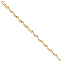 14K Yellow Gold Polished Dolphin Bracelet, 7" view 2