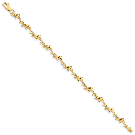 14K Polished Dolphin 7 inch Bracelet