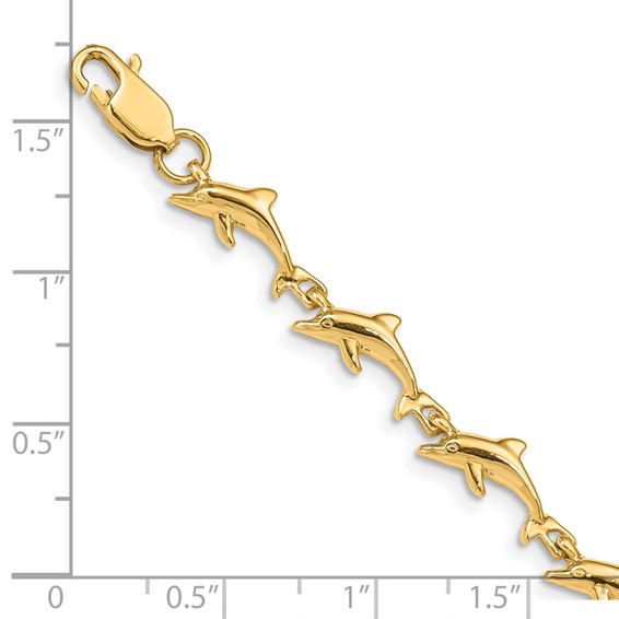 14K Polished Dolphin 7 inch Bracelet