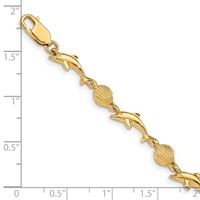 14K Yellow Gold Polished Dolphin and Sea Shell Bracelet - 7in view 3