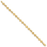 14K Yellow Gold Diamond-cut Starfish Sand Dollar Shell Bracelet, 7" view 2