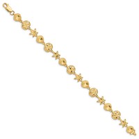 14K Yellow Gold Diamond-cut Sea Life Bracelet, 7" view 2