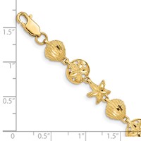 14K Yellow Gold Diamond-cut Sea Life Bracelet, 7" view 3