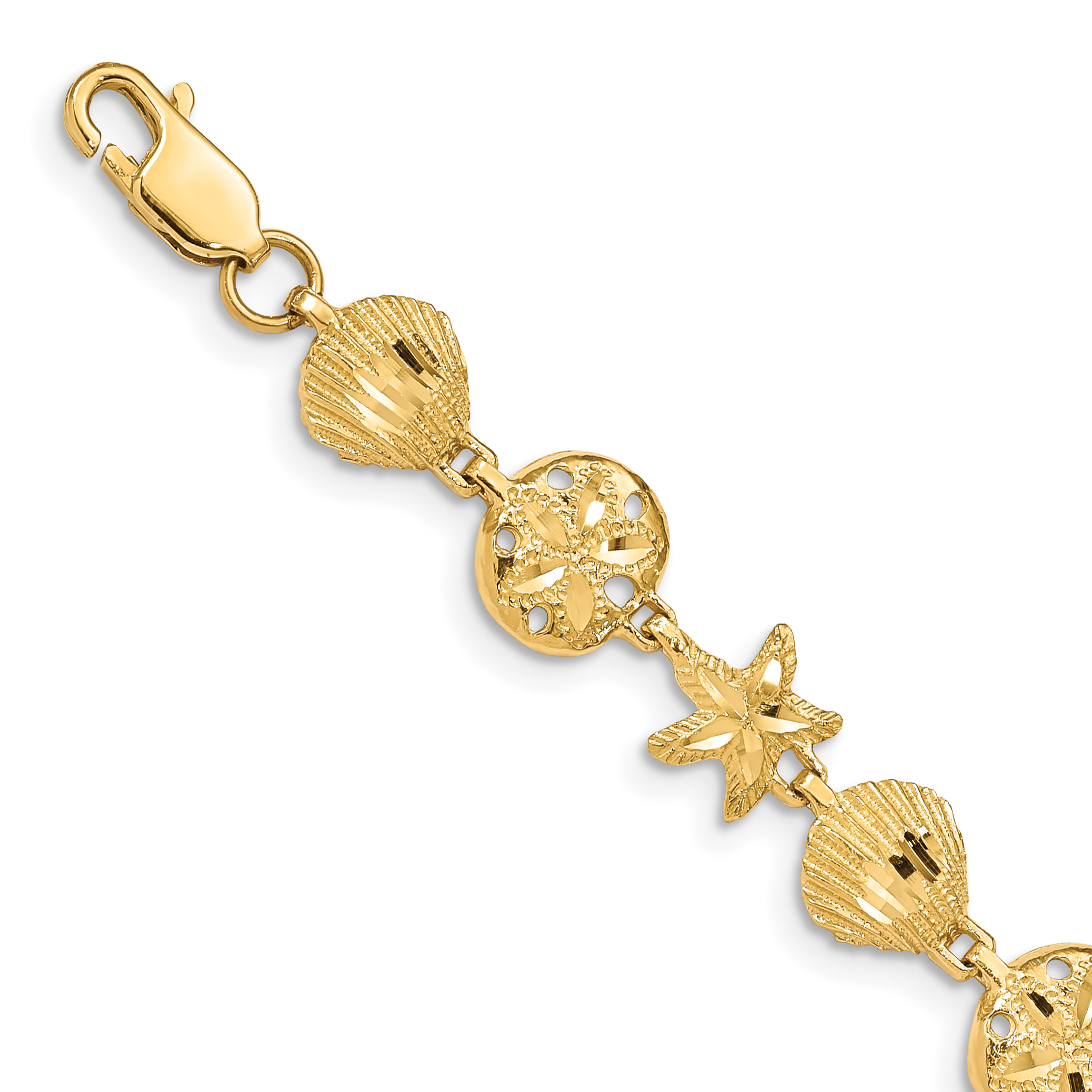 14K Diamond-cut Sea Life 7 inch Bracelet (FB1270-7)