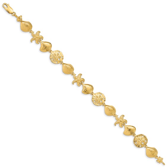 14k Polished Sea Life 7.25 inch Bracelet