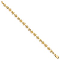 14K Yellow Gold Polished and Textured Sea Life Bracelet, 7" view 2
