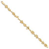 14K Yellow Gold Polished Sea Life Bracelet - 7in view 2