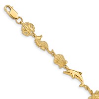 14K Yellow Gold Polished Sea Life Bracelet - 7in view 1