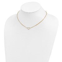 14K Yellow Gold Double Strand Heart Pendant Necklace Plus 2 Inch Extender, 16" view 4