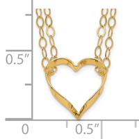 14K Yellow Gold Double Strand Heart Pendant Necklace Plus 2 Inch Extender, 16" view 3
