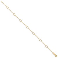 14K Yellow Gold Oval Design Diamond-cut Bracelet, 7.25" view 2