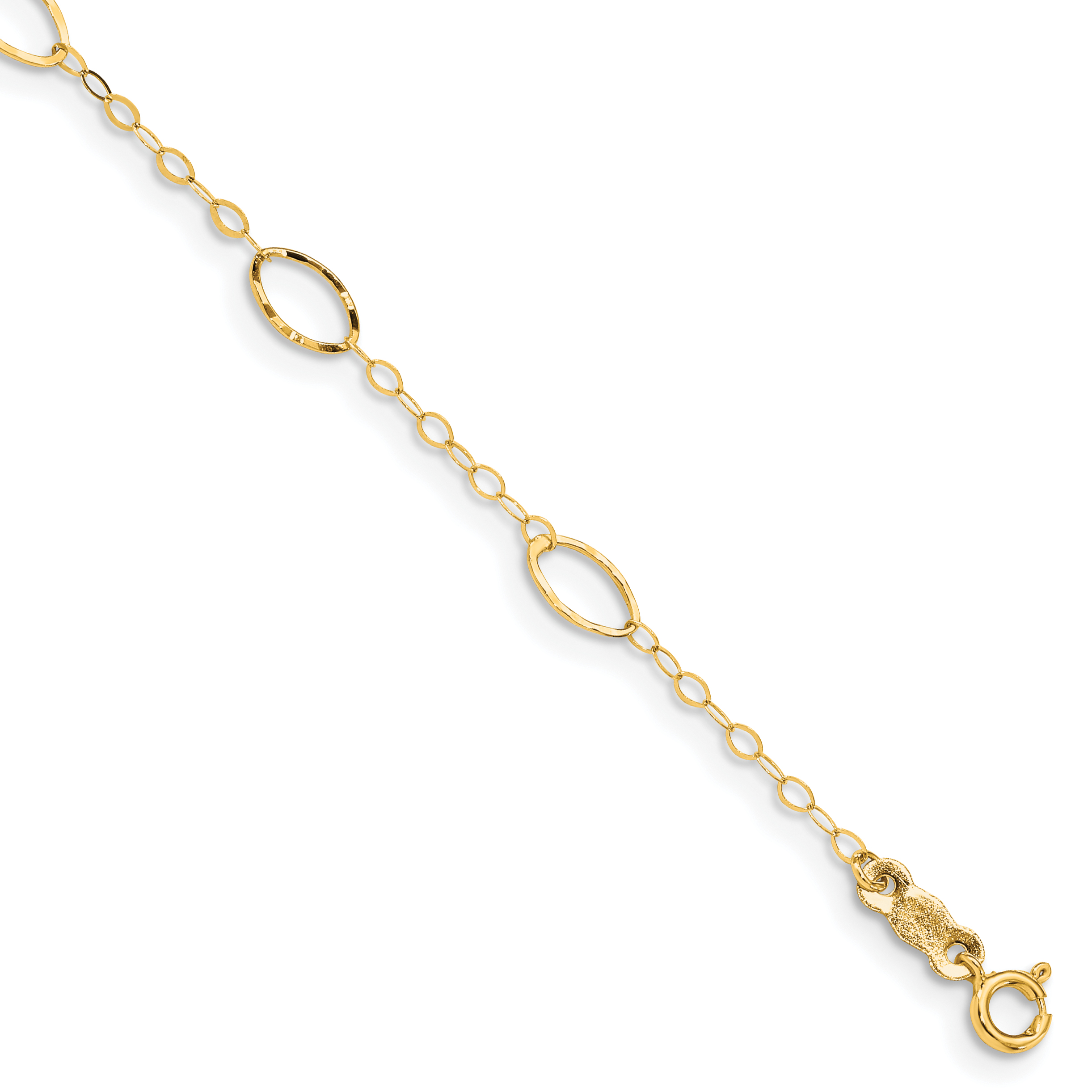 14k Oval Design Diamond-cut 6 inch Childrens Bracelet (FB1314-6)