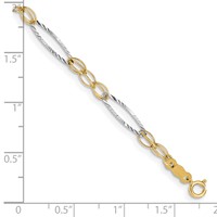 14K Two-tone Polished Oval Design Bracelet, 7.25" view 3