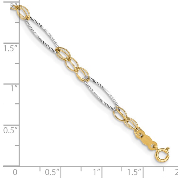 14k Two-tone Polished Oval Design 7.25 inch Bracelet