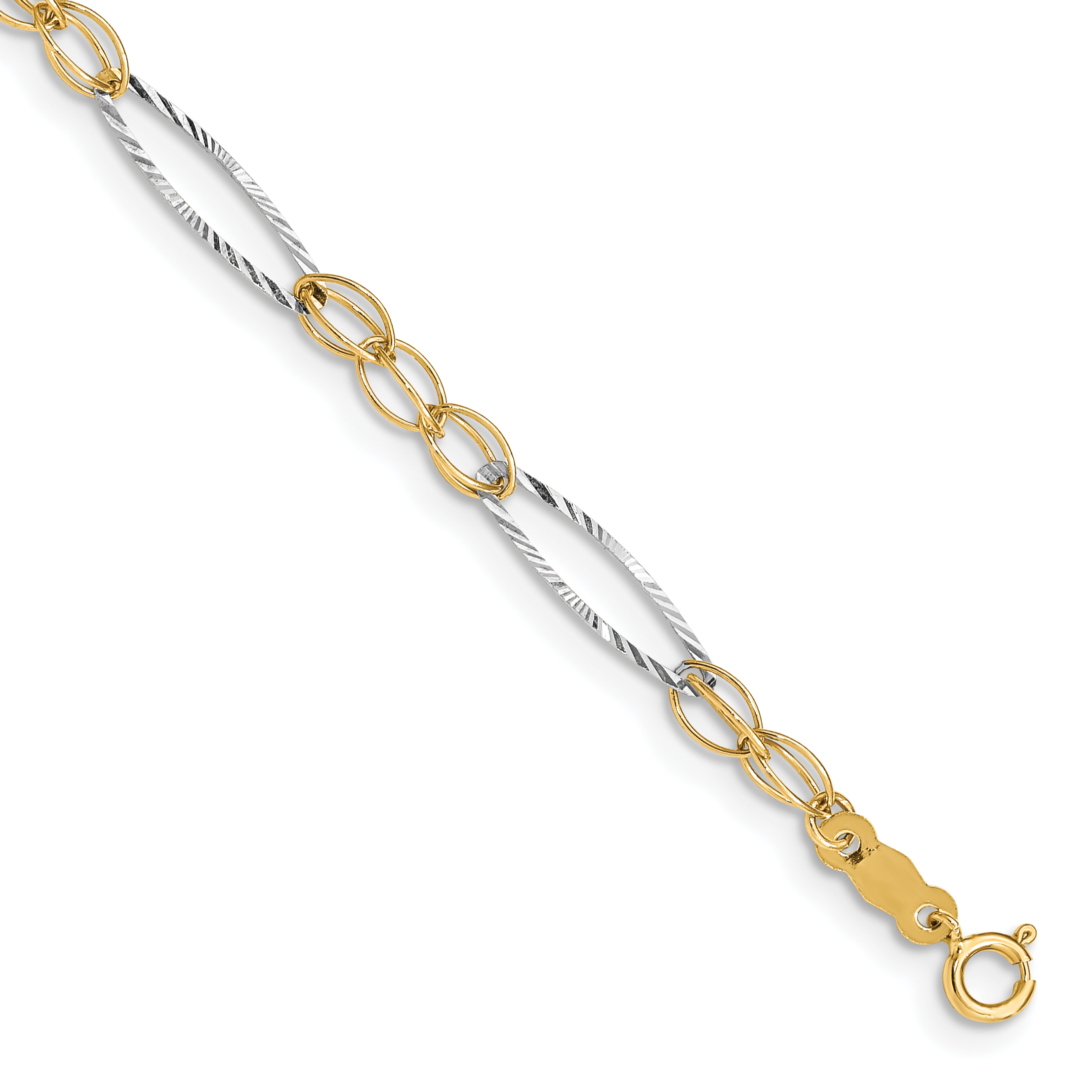 14k Two-tone Polished Oval Design 7.25 inch Bracelet (FB1316-7.25)