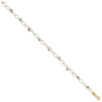14K Two-tone Diamond-cut Puffed Stars and Oval Link Bracelet, 7.25" view 2