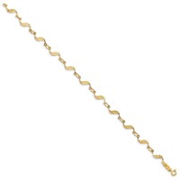 14K Yellow Gold Diamond-cut Wavy Link Bracelet, 7.5" view 2