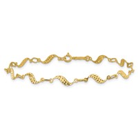 14K Yellow Gold Diamond-cut Wavy Link Bracelet, 7.5" view 3