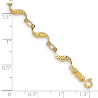 14K Yellow Gold Diamond-cut Wavy Link Bracelet, 7.5" view 4