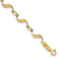 14K Yellow Gold Diamond-cut Wavy Link Bracelet, 7.5" view 1