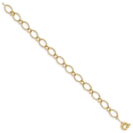 14k Oval and Circle Link 7.25 inch Bracelet