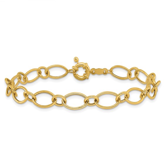14k Oval and Circle Link 7.25 inch Bracelet