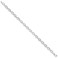 14K White Gold Polished Textured Oval Link Bracelet, 7.25" view 2