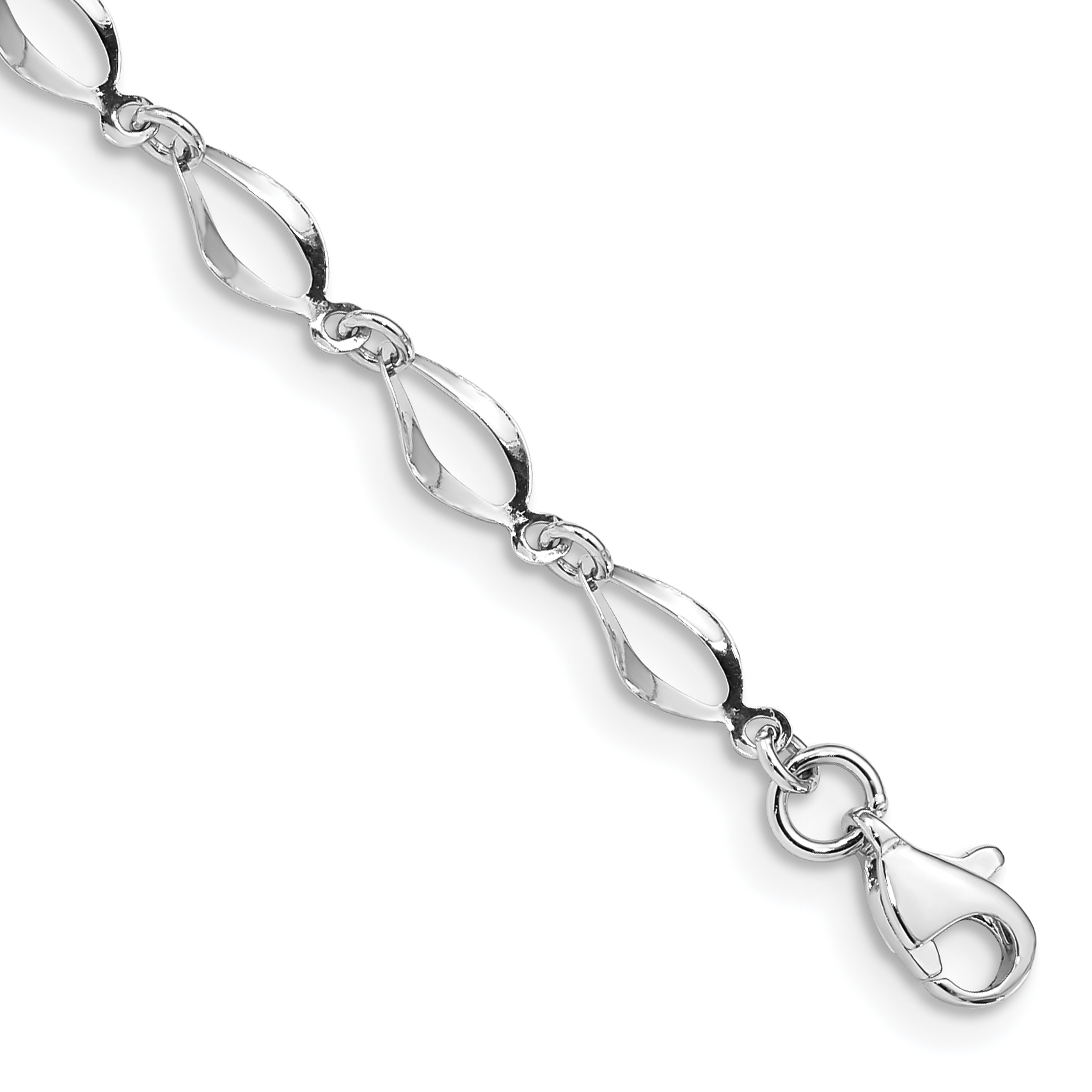 14k White Gold Polished Fancy Twisted Link 7.25 inch Bracelet (FB1340-7.25)