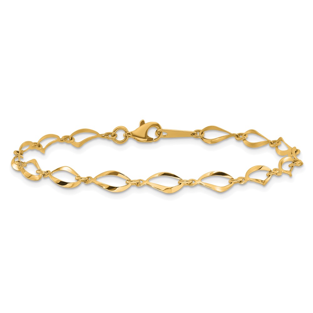 14k Polished Fancy Twisted Link 7.25 inch Bracelet (FB1340Y-7.25)