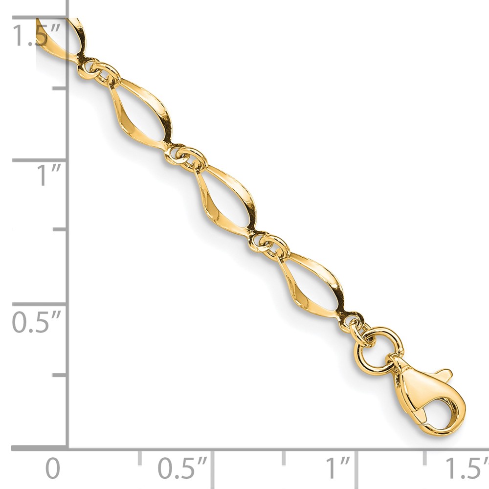 14k Polished Fancy Twisted Link 7.25 inch Bracelet (FB1340Y-7.25)