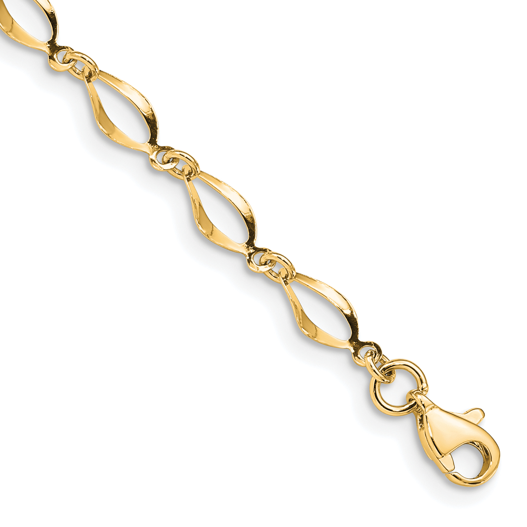 14k Polished Fancy Twisted Link 7.25 inch Bracelet (FB1340Y-7.25)