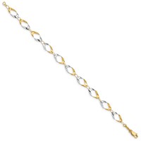 14K and White Rhodium Oval Link Bracelet - 7in view 2