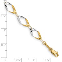 14K and White Rhodium Oval Link Bracelet - 7in view 3