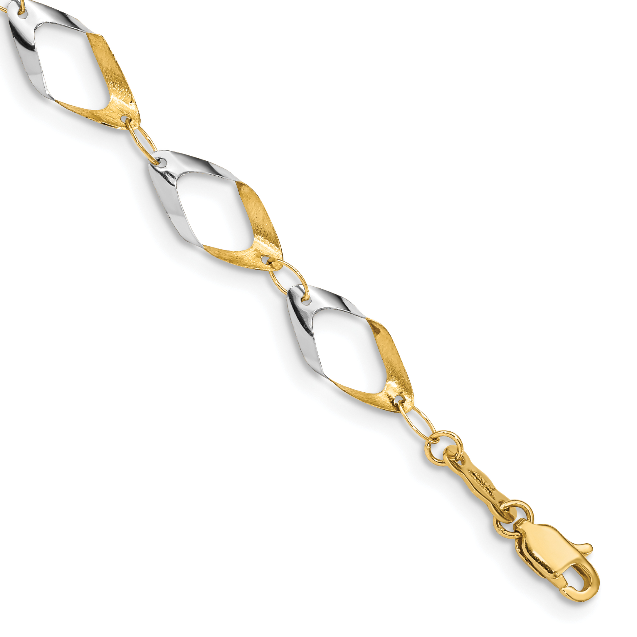 14K and White Rhodium Oval Link 7 inch Bracelet (FB1354-7)