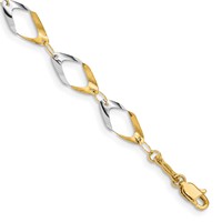 14K and White Rhodium Oval Link Bracelet - 7in view 1