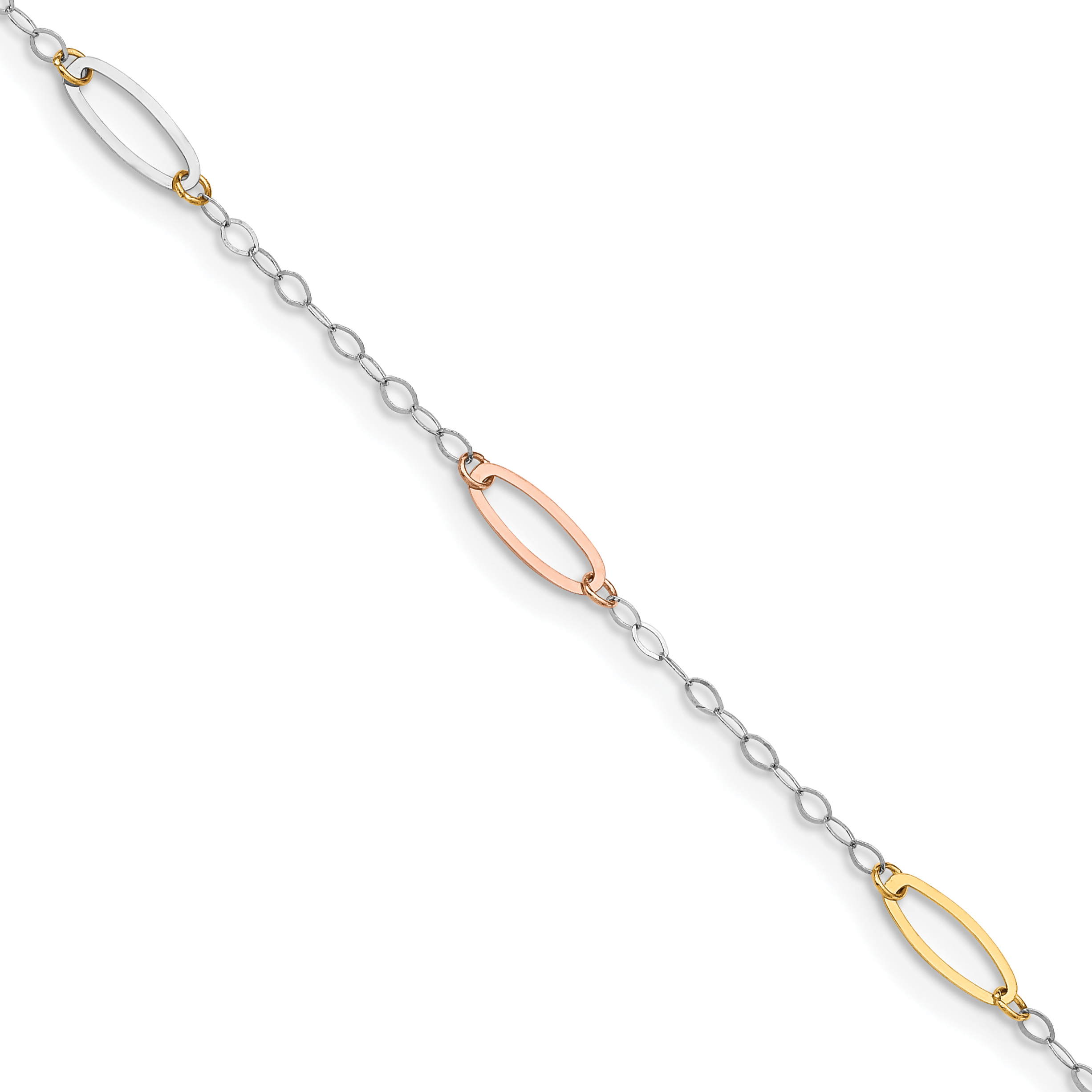 14K Tri-color Oval Link 7.5 inch Bracelet (FB1371-7.5)
