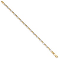 14K Two-tone Polished Oval Cable Link Bracelet, 7.25" view 2