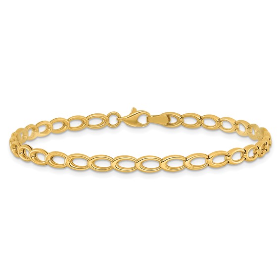 14K Polished Oval Open Link 7.5 inch Bracelet