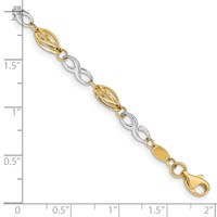 14K Two-Tone Polished Infinity Symbol and Fancy Link Bracelet, 7.5" view 4