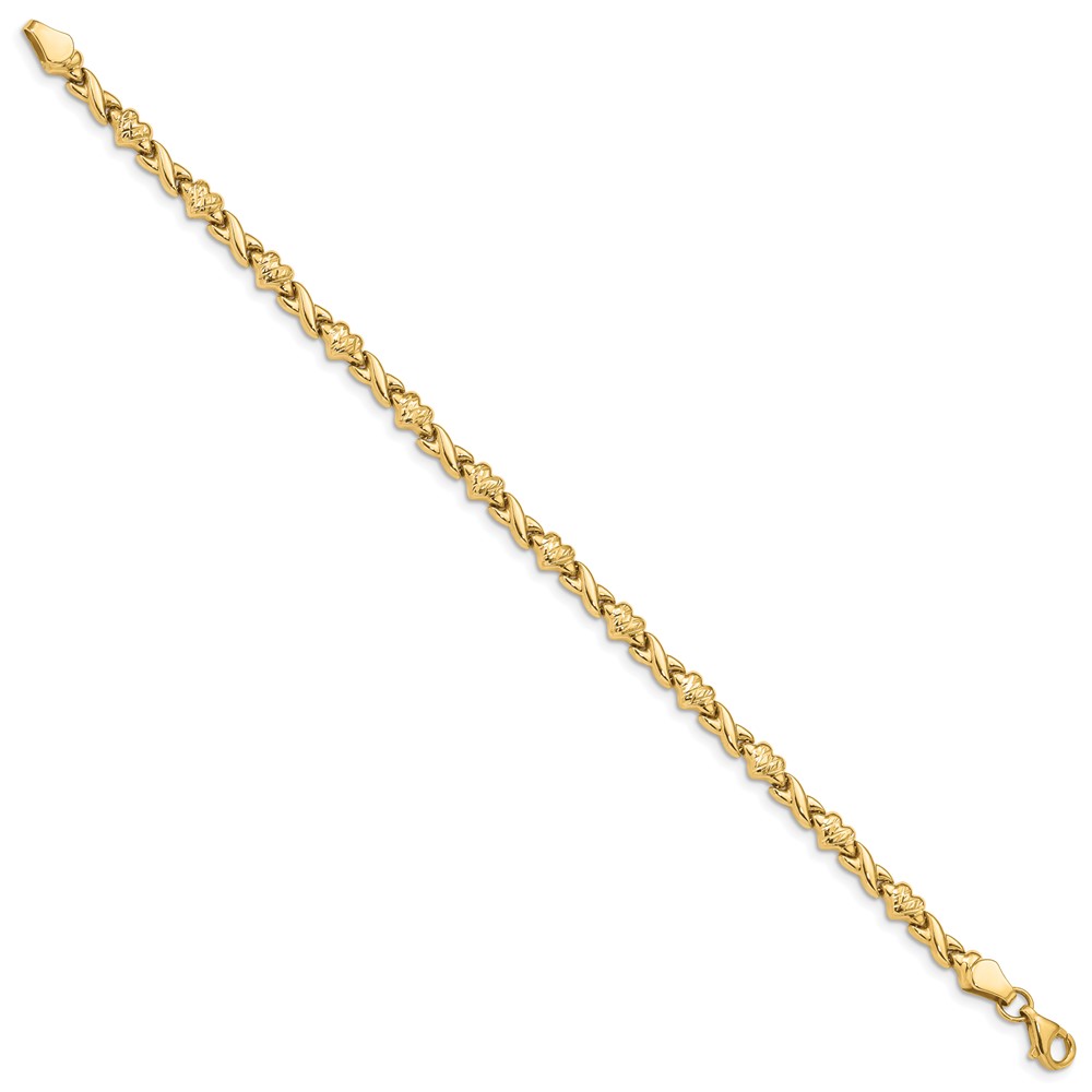 14k Polished Diamond-cut X-and-Heart 7 inch Bracelet (FB1431-7)