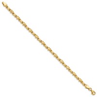 14K Yellow Gold Polished Diamond-cut X-and-Heart Bracelet, 7" view 2
