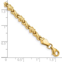14K Yellow Gold Polished Diamond-cut X-and-Heart Bracelet, 7" view 3