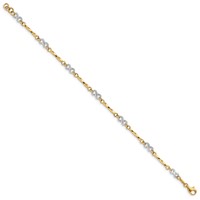 14K Two-tone Infinity Symbol and Twisted Fancy Bar Link Bracelet, 7.5" view 2