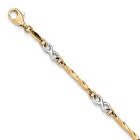 14K Two-tone Infinity Symbol and Twisted Fancy Bar Link Bracelet, 7.5" view 3