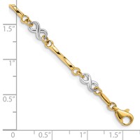 14K Two-tone Infinity Symbol and Twisted Fancy Bar Link Bracelet, 7.5" view 4