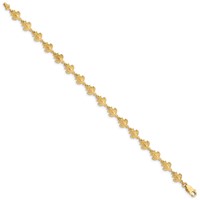 14K Yellow Gold Polished and Textured Turtle Bracelet - 7in view 2