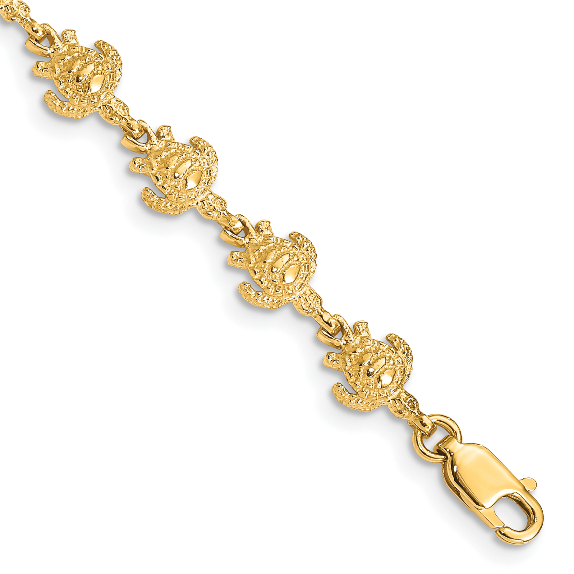 14K Polished and Textured Turtle 7 inch Bracelet (FB1444-7)
