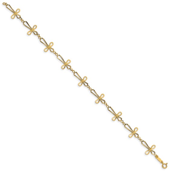 14K Diamond-cut Open Cross 7.5 inch Bracelet
