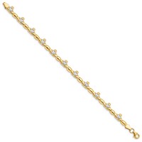 14K Bracelet with White Rhodium Diamond-cut Claddagh Polished Link, 7.25" view 2