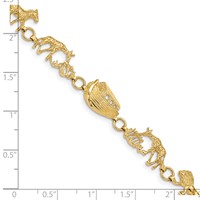 14K Yellow Gold Polished and Textured Noahs Ark Bracelet, 7" view 3